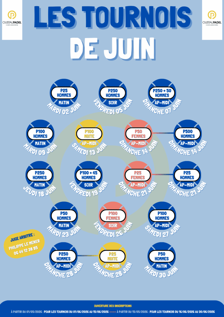 Tournois de padel mois de juin